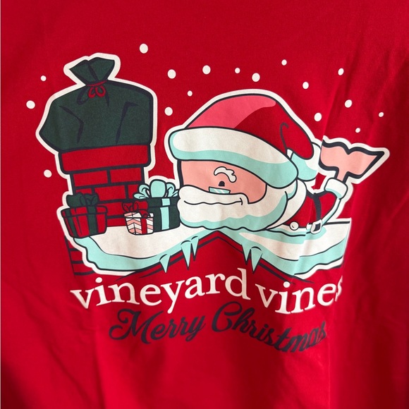 NWT Vineyard Vines Santa Whale Christmas Red Long Sleeve Graphic Pocket Tee - Picture 7 of 10